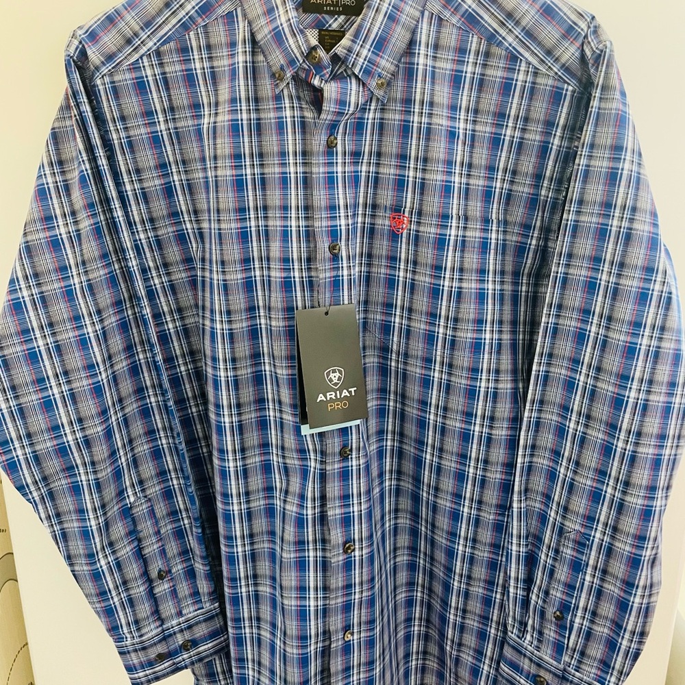 Ariat Pro Series - Blue and Red Casual Button Down Shirt - NWT